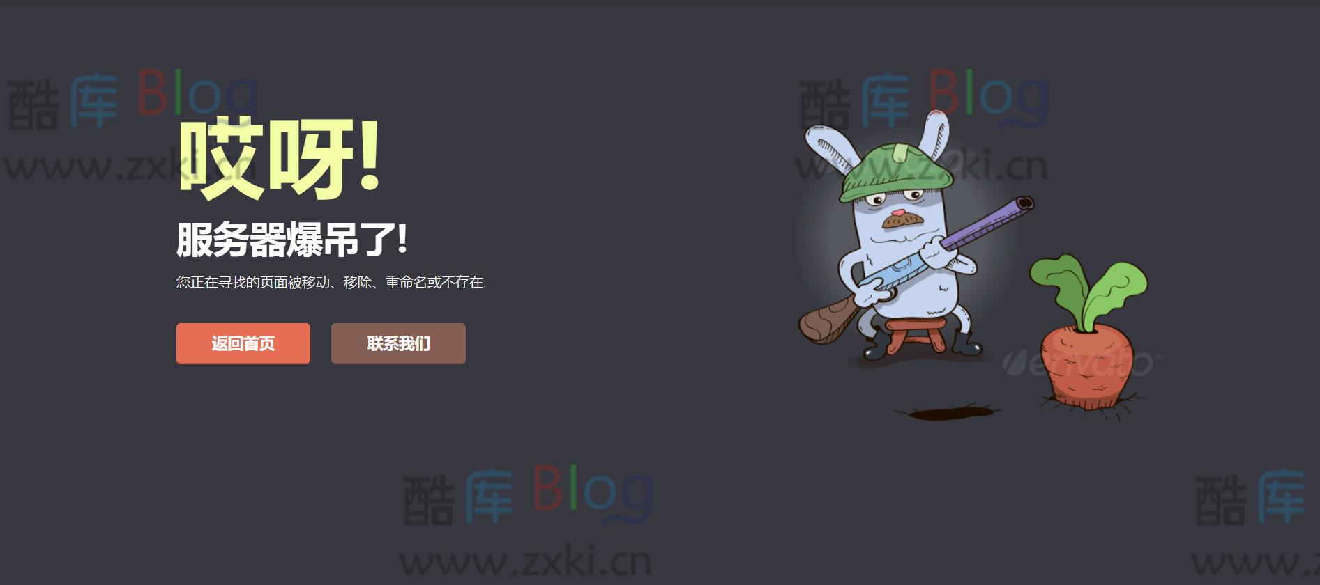 守萝卜的兔子404错误页面源码 第2张插图