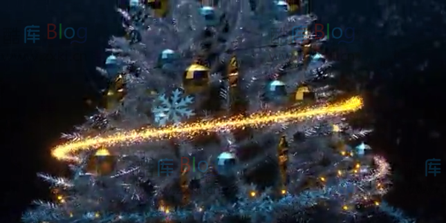 雪中粒子光束盘旋而上的漂亮圣诞树片头动画AE模板第3张插图