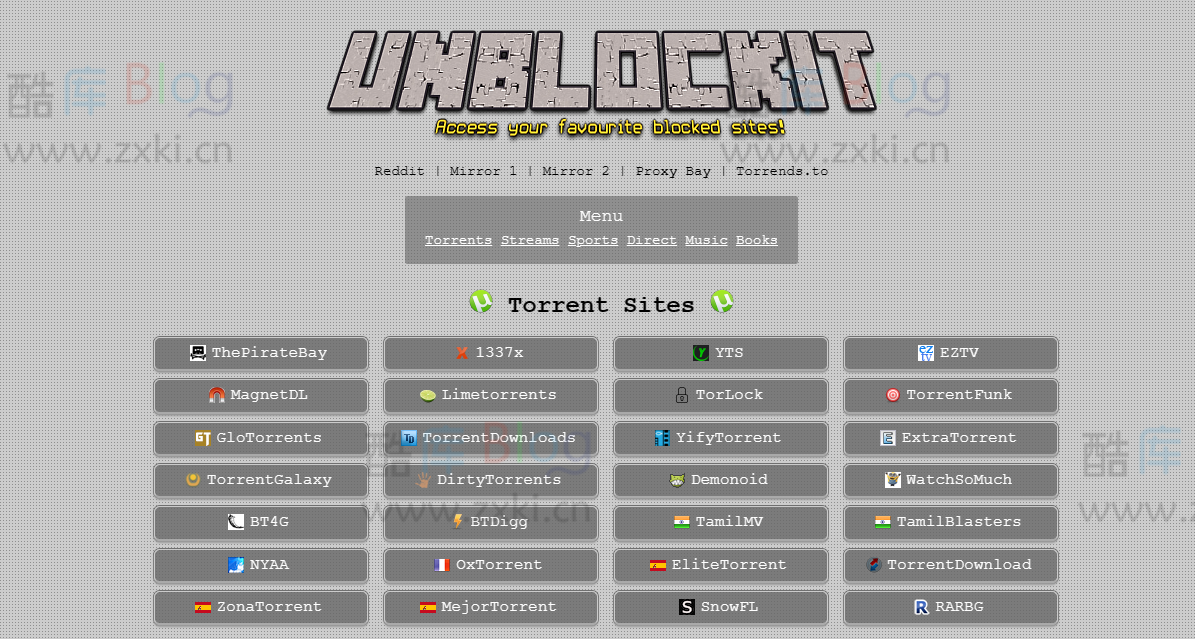Unblockit，一个国外磁力资源大全和导航网站 第2张插图