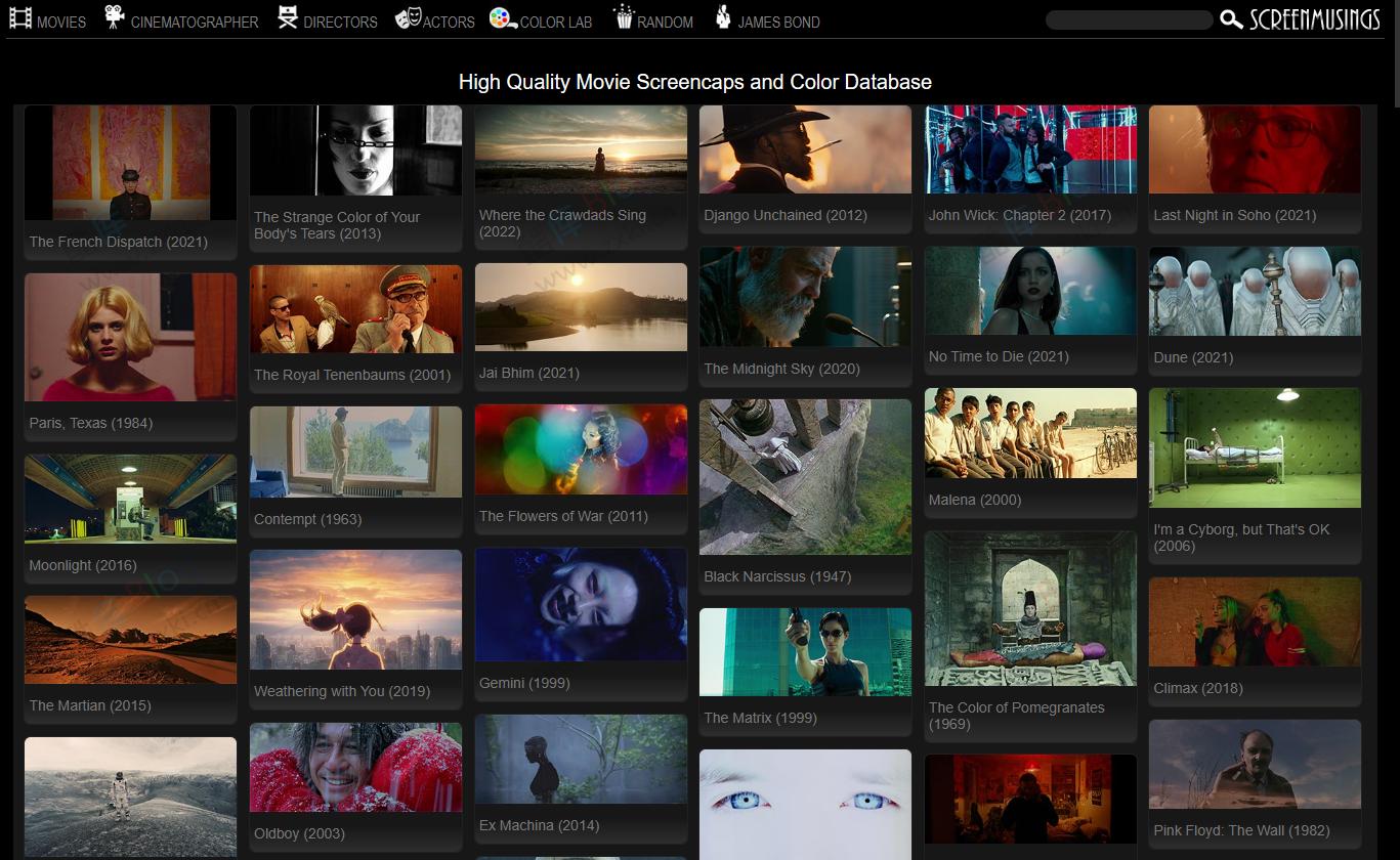 Screenmusings-高质量电影屏幕截图和电影颜色数据库