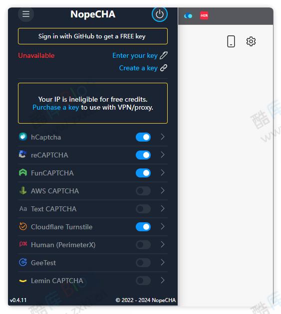 NopeCHA - 自动识别 CAPTCHA 验证码