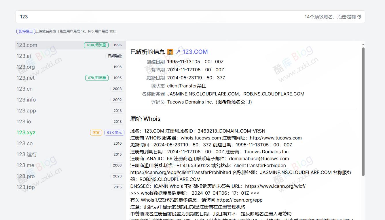 免费批量域名可用性检查和 WHOIS 查询工具 第3张插图